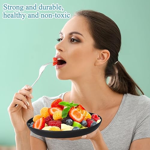 Miniatura 3 de Juego de vajilla de paja de trigo de 28 piezas para 4, platos y cuencos de paja de trigo aptos para microondas y platos grandes, cuencos, tazas