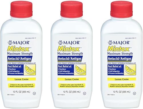 Miniatura 9 de MAJOR Mintox - Antiácido de máxima fuerza para un alivio rápido de la acidez estomacal, indigestión ácida, presión, hinchazón, crema de limón, 12