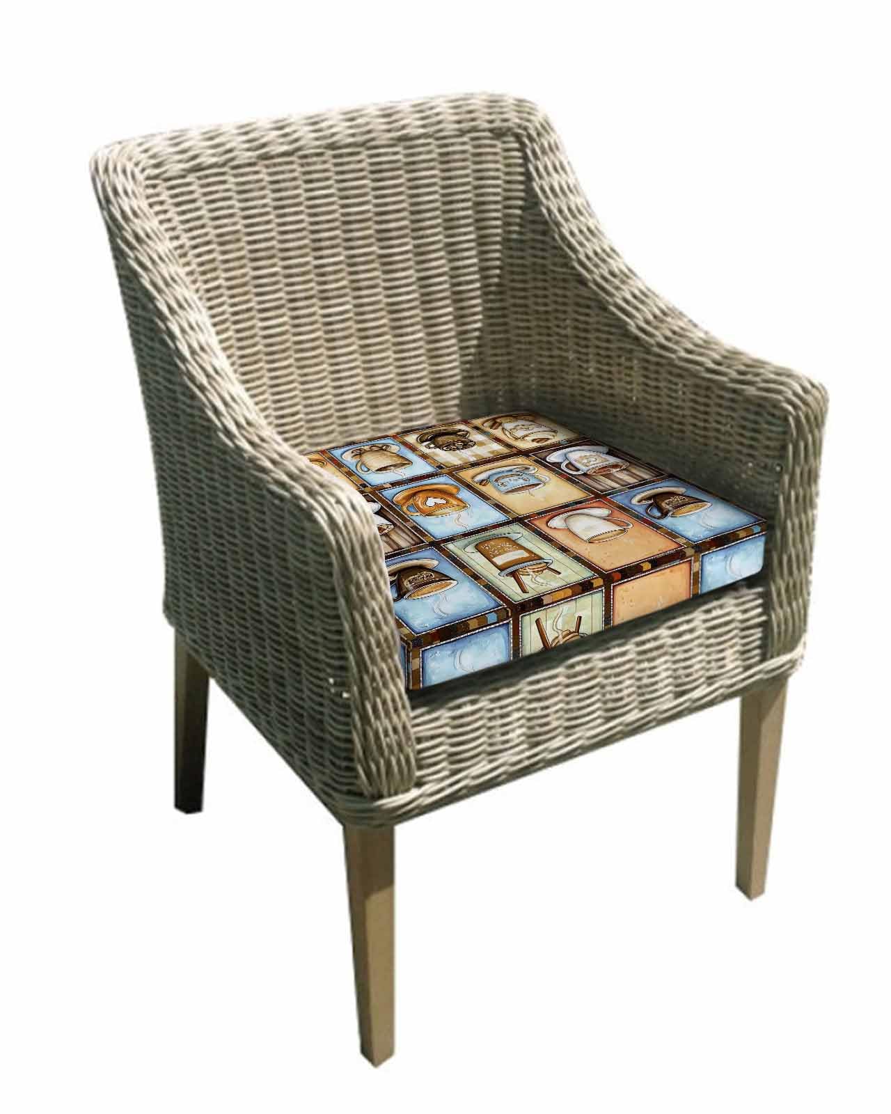 2 Pack Watercolor Coffee Waterproof Cushion Covers with Ties, Outdoor Patio Chaise Lounge Chair Seat Cushion Slip Covers Replacement(Only Cover) Retro Coffee Patchwork 24