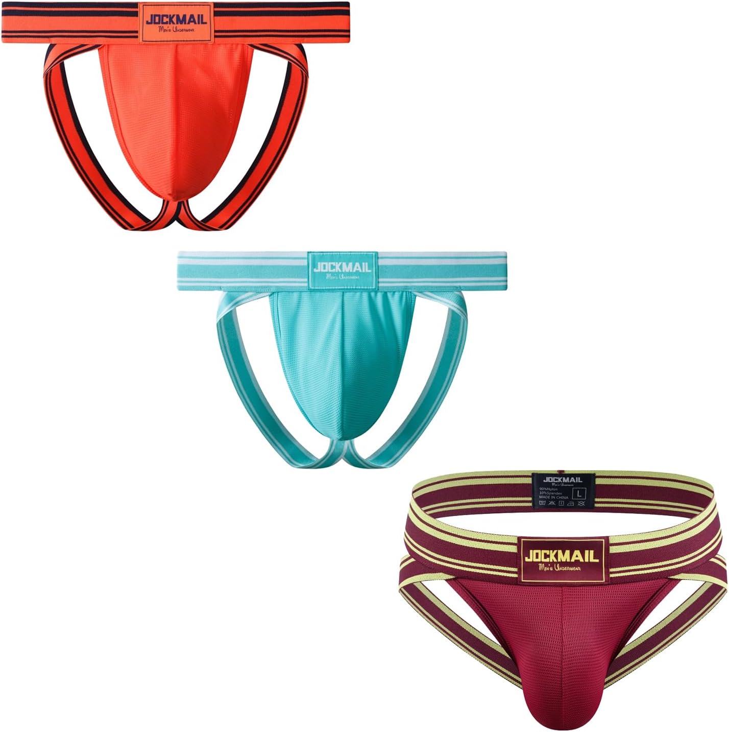 JOCKMAIL 3PCS/Pack Jockstrap Athletic Supporters for Men Jock Strap Male Underwear for Gym Men's Thong Underwear Sport