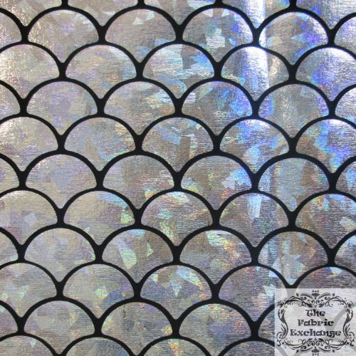 Big Fish Scale Silver Stretch Spandex 58 Inches Wide Fabric by The Yard (F.E.
