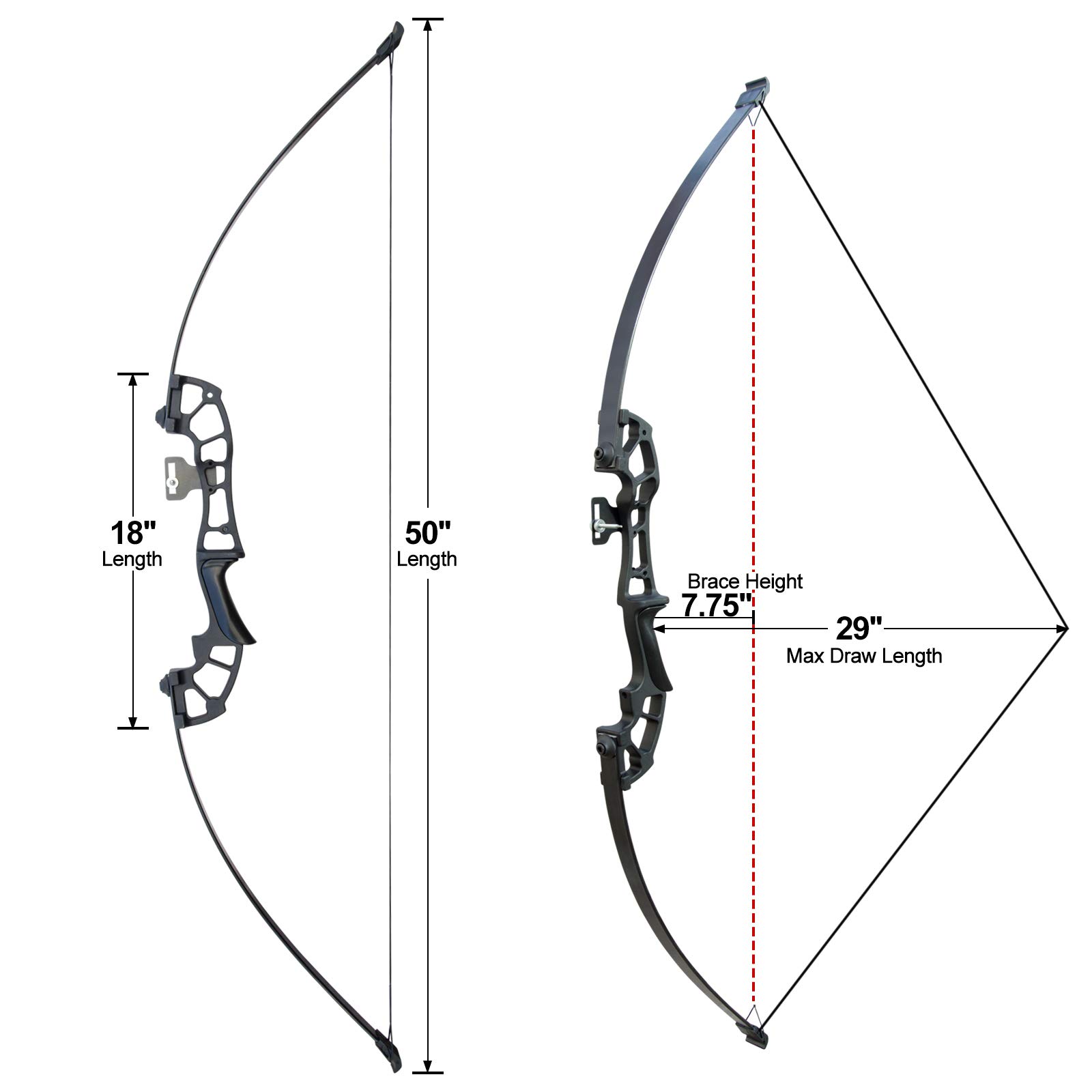 D&Q Takedown Ensemble d'arc recourbé pour adulte Kit de tir