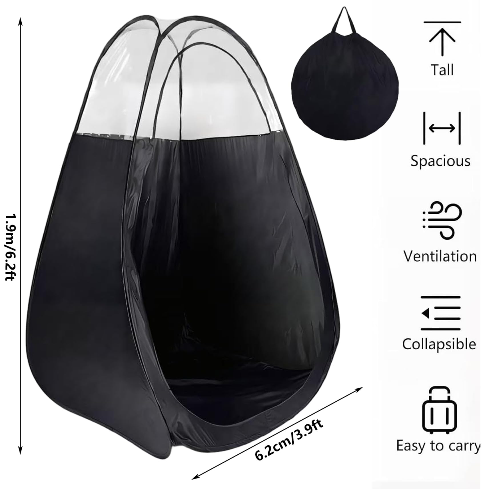 Tente de Bronzage par pulvérisation, Tente de Bronzage Pop-up Portable, Cabine d'intimité instantanée avec Sac Transport pour Douche et Change en Plein air, 47 x 47 x 75 Pouces