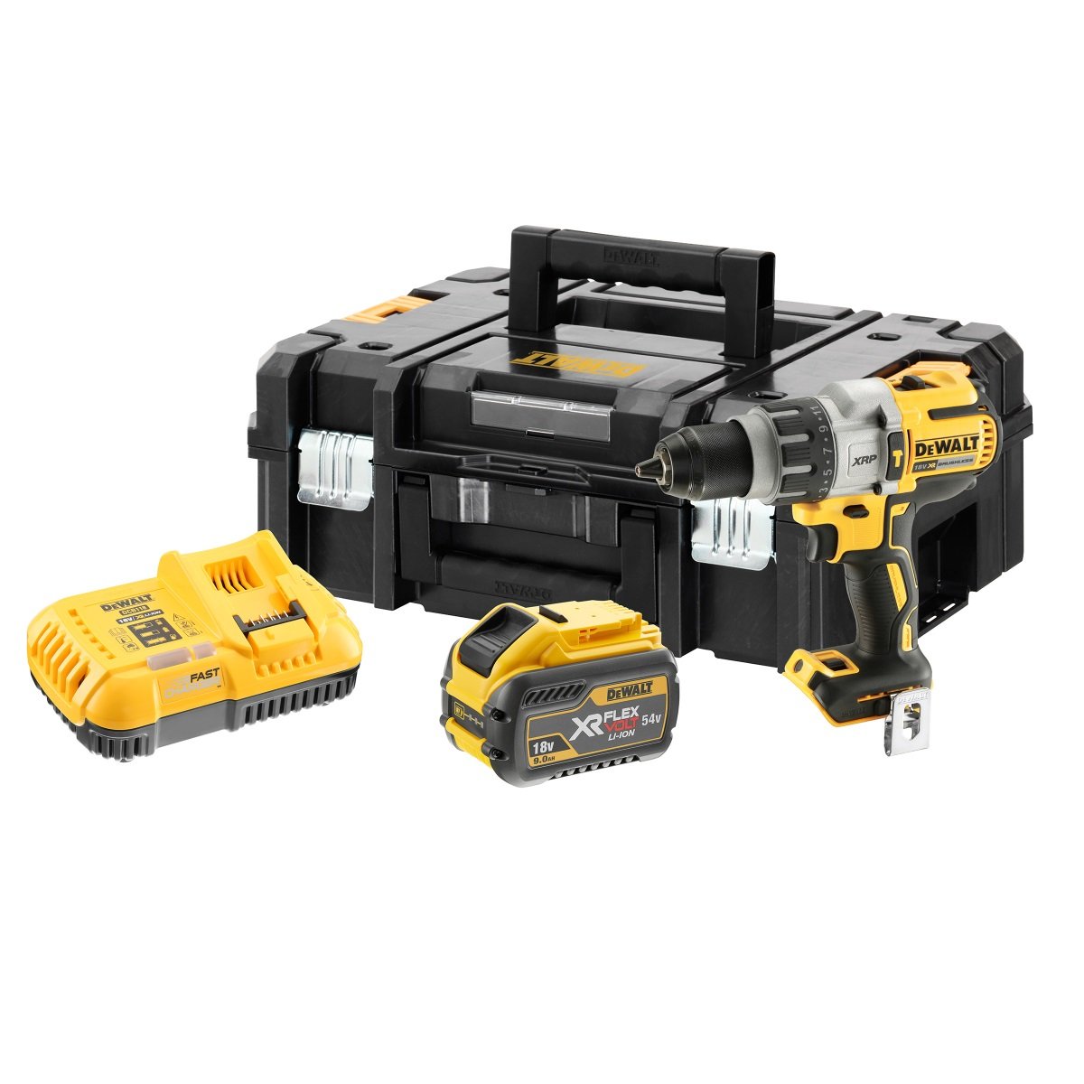 Dewalt Black Dcd996x1 18V Cordless Xr 3 Speed Brushless Combi Drill (1 X Flexvolt 9.0Ah Battery)