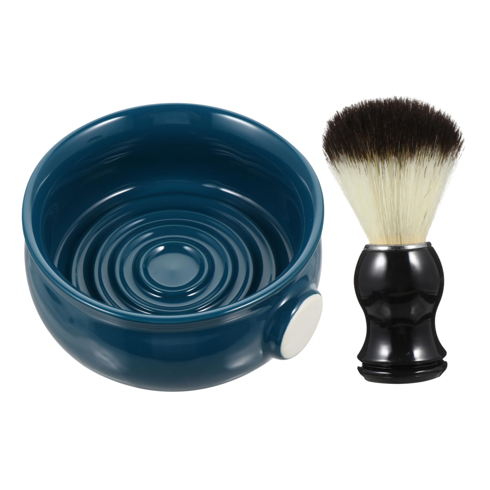 TOVINANNA 2Pcs Men Shaving Kit Ceramic Shaving Bowl Brush Portable Space Saving Design Durable for Travel and Business Use