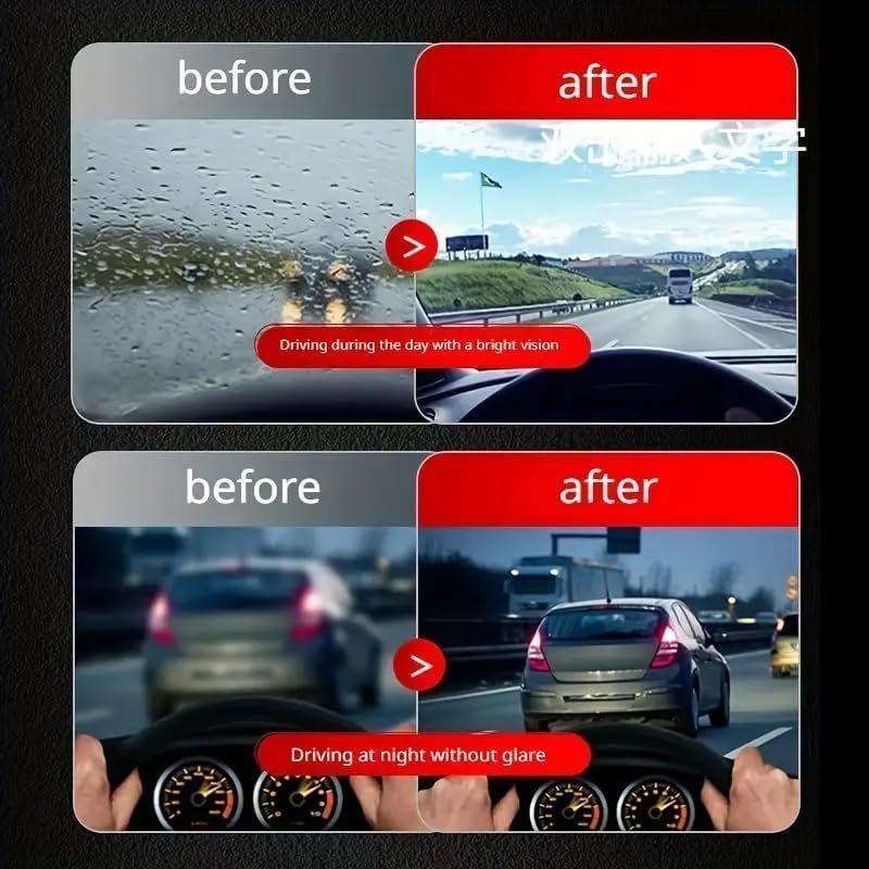 Image of Glass Anti Fog Hydrophobic Coating & Water Repellent Spray for, Mirrors, Car Windshields, Goggles, Shower Doors - Fogless, Rainproof (Oil Filming Brush and Anti Fog Spray)