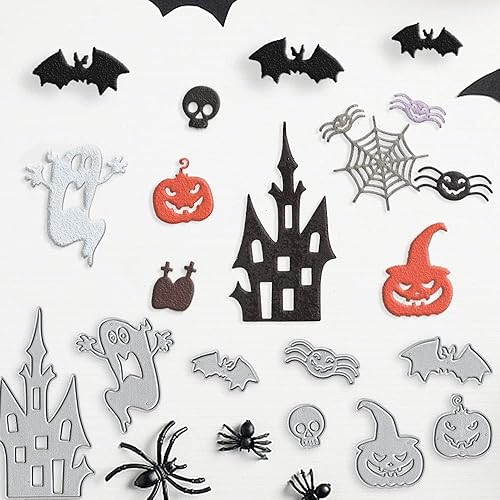 Miniatura 4 de Troqueles de corte de metal para decoración de tarjetas y decoraciones de Halloween, escoba de Halloween, calabazas troqueladas, plantillas de