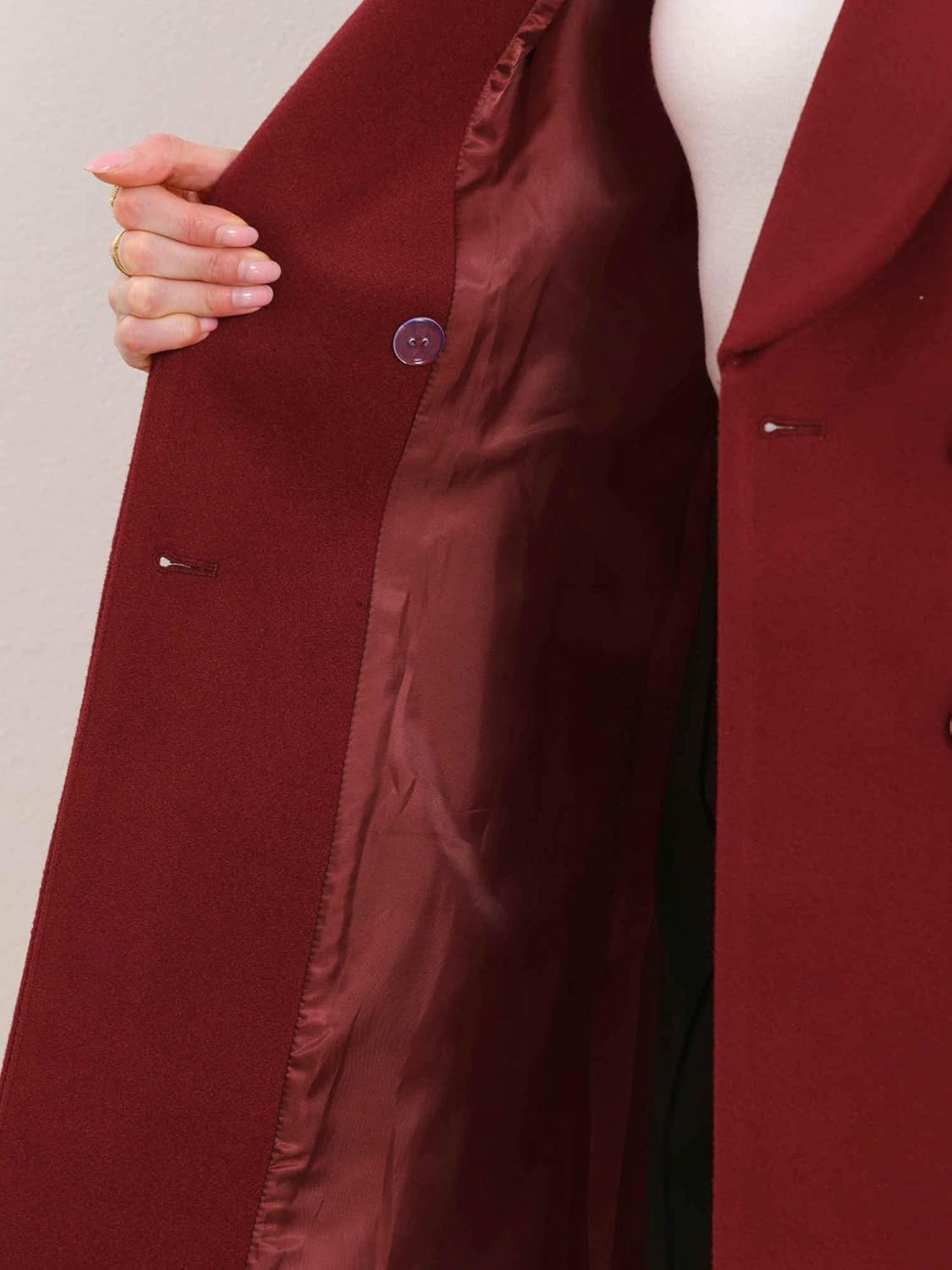 Allegra K Double Breasted Coat for Women's Shawl Collar Elegant Winter Long Coat with Pockets - Image 5