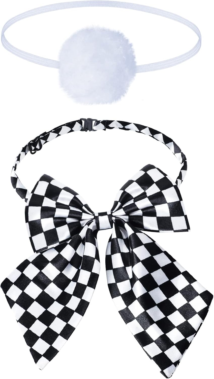 Keymall Easter Wonderland White Rabbit Accessory Kit 5Pcs Bunny Ear Tail Bowtie Round Glasses Bag Props For Easter Halloween