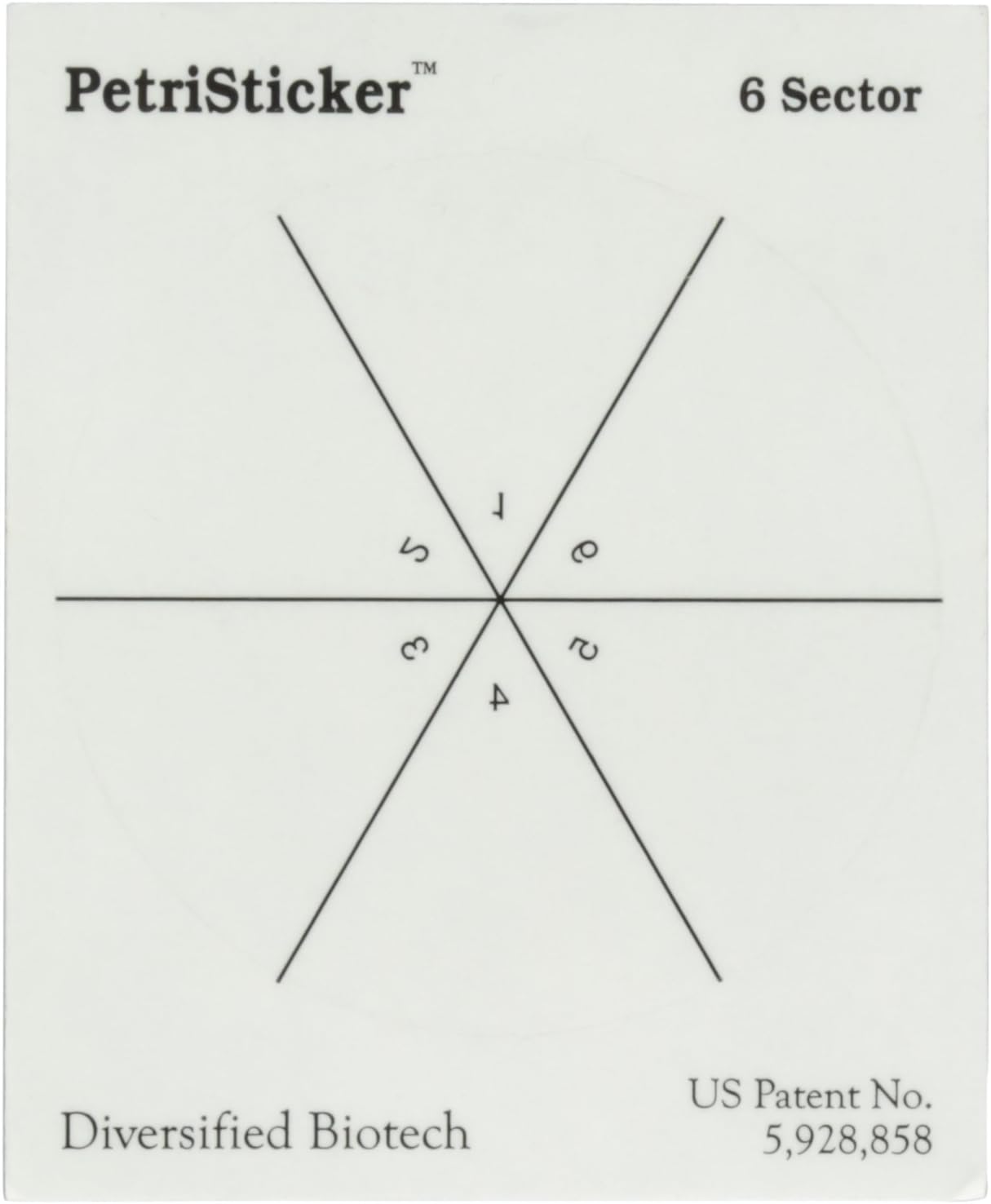 Diversified Biotech PetriStickers PSTK-2000 Pie-Cut Label for Petri Dish, 6 Sector Pie (Pack of 36)
