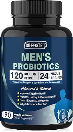 Probiotics for Men Digestive Health, 120 Billion CFUs Mens Probiotic with Digestive Enzymes & Prebiotics & Saw Palmetto & Cranberry for Gut, Prostate & Urinary Tract Health, Shelf Stable, 90 Capsules