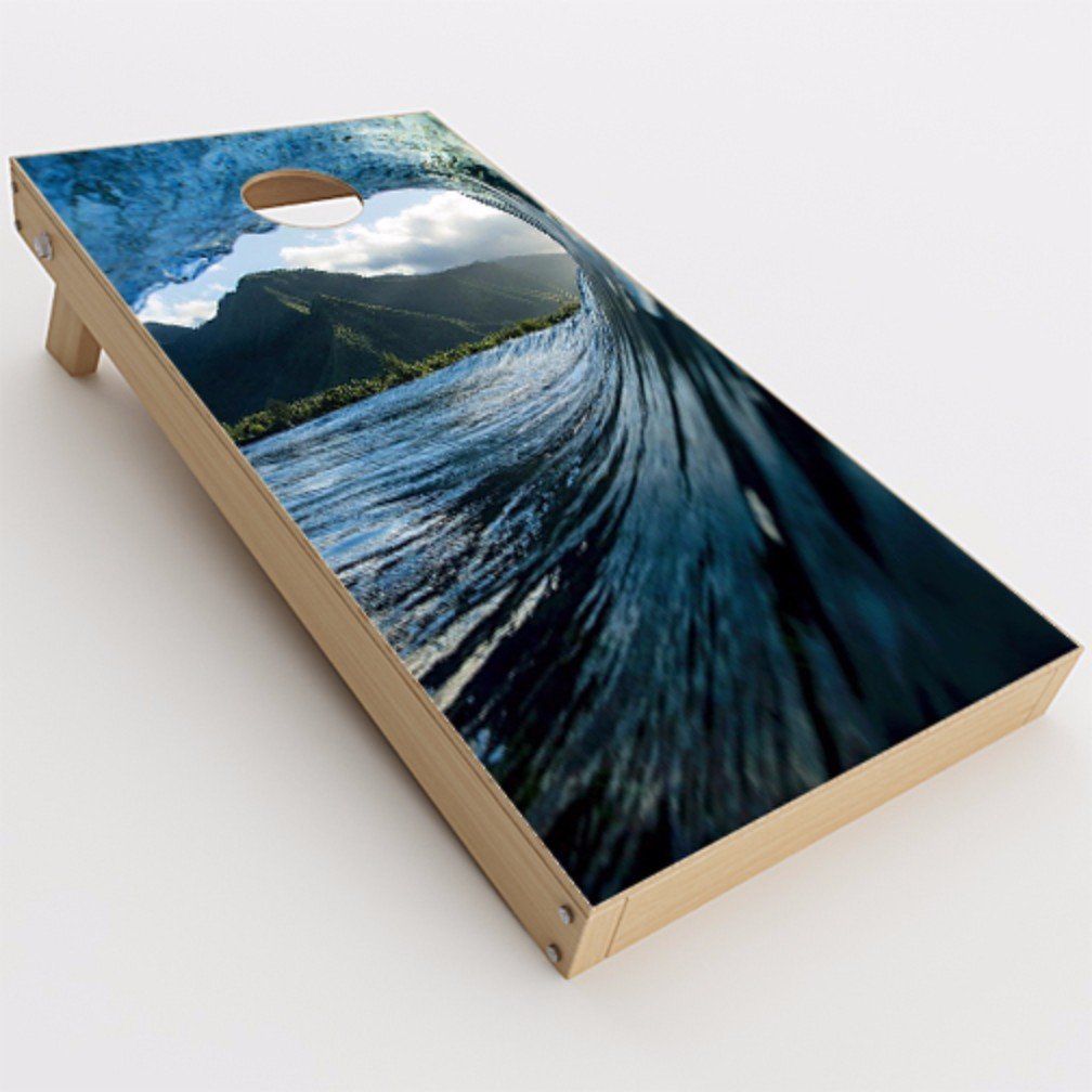 itsaskin1 Skin Decal Vinyl Wrap for Cornhole Game Board Bag Toss (2xpcs.) / Tube Ride, Barrel, surf