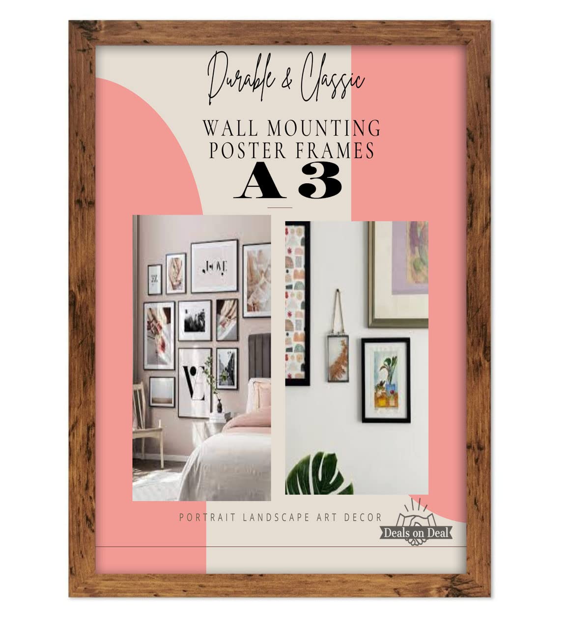 DEALS ON DEAL Modern Wooden A3 Jigsaw puzzle Picture Frame Photo Frame Wall Art Poster Frames With Clear Perspex Safety Glass to Hang Portrait or Landscape (A3 (29.7 x 41.9cm), RUSTIC)