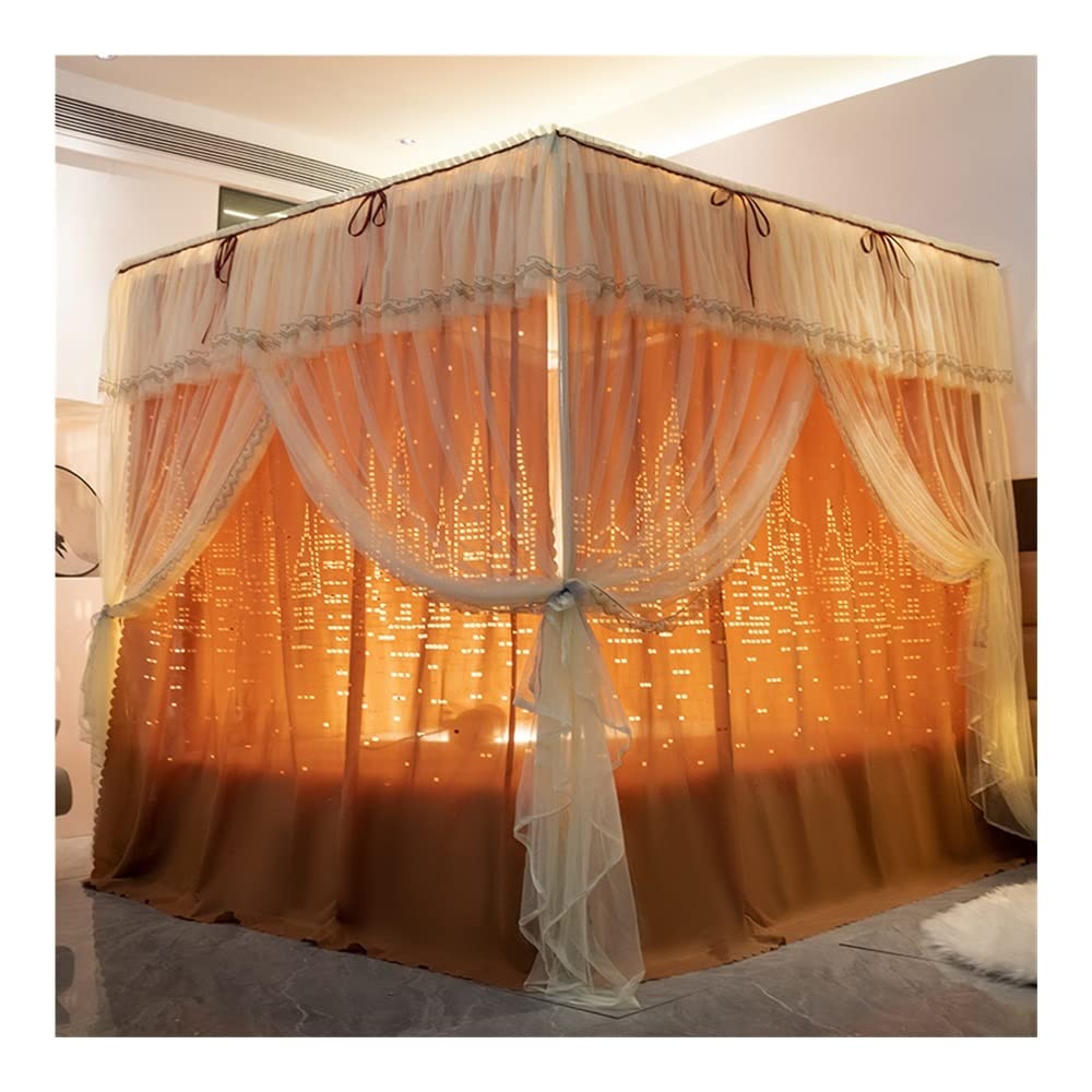 GJMSSMY Bed Canopy Bedroom Mosquito Net, New Hollowed-Out Bed Canopy, Bedroom Decorative Bed Curtain, Blackout and Dustproof (Style 3 2X2.2X2M) (Style 2 1.8X2.2X2M)/Style 3/1.8 * 2.2 * 2M