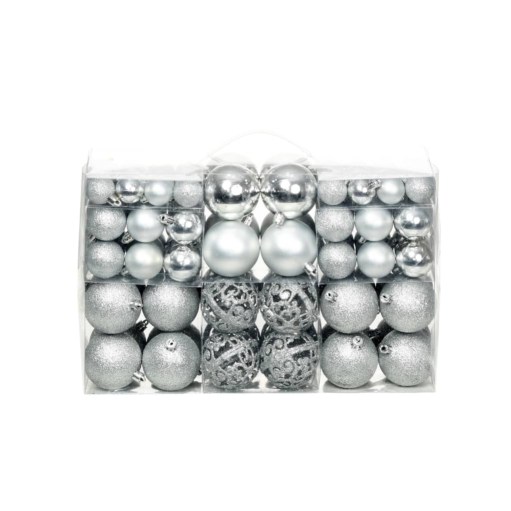 Home Items, juego de 100 bolas de Navidad de 3/4/6 cm, color plateado, muebles de traje