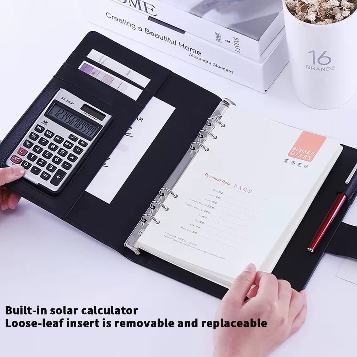 Cartella per Documenti in Pelle A4, Portafoglio in pelle PU, raccoglitore ad anelli, copertina per quaderno ricaricabile A5/B5, agenda personale, raccoglitore economico con chiusura a fibbia magnetic