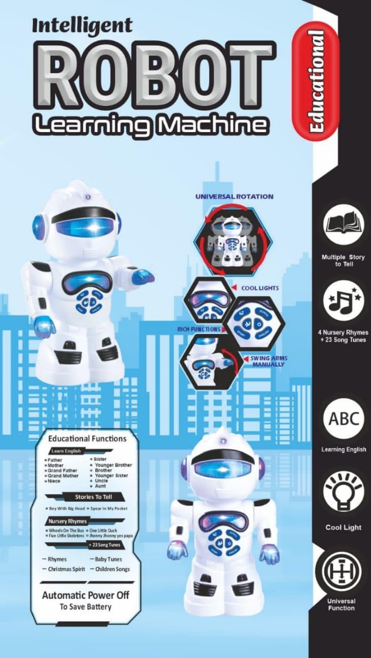 Braintastic Intelligent Smart Learning Robot, 360 Degree Dancing Toy, 3D Lights & Music with Functions Like English Learning, Storytelling, Nursery Rhymes etc for 3+yrs Kids 3