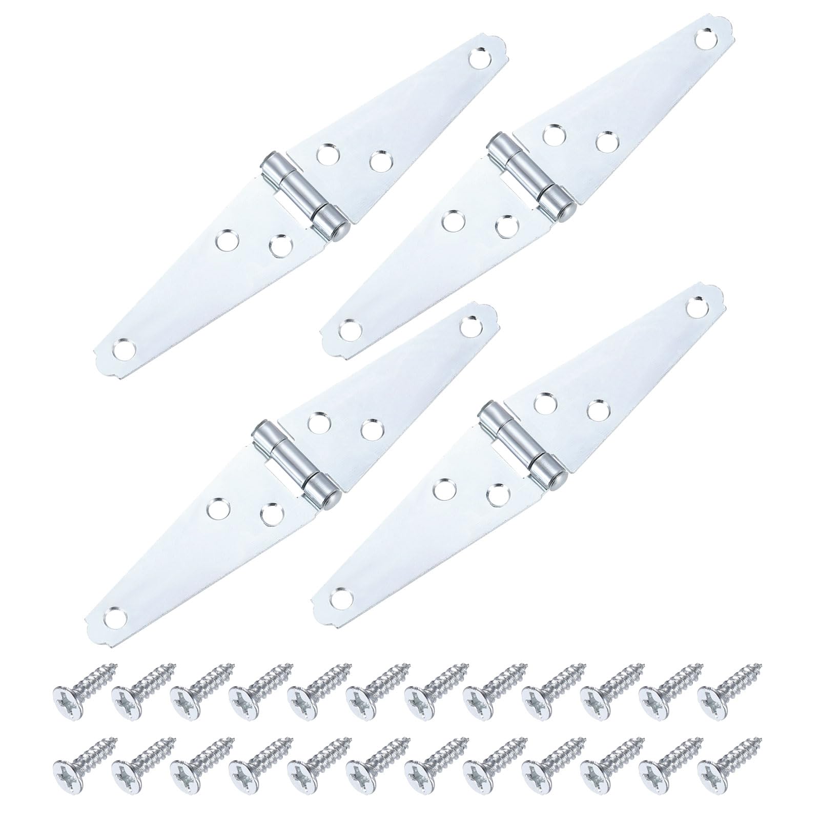 sourcing map 4Pcs Strap Hinges, 3 Inch Shed Door Hinges Heavy Duty Gate Hinge Tee Hinge with Screws for Wooden Fences Yard Doors Barn Gate, Silver — image 1