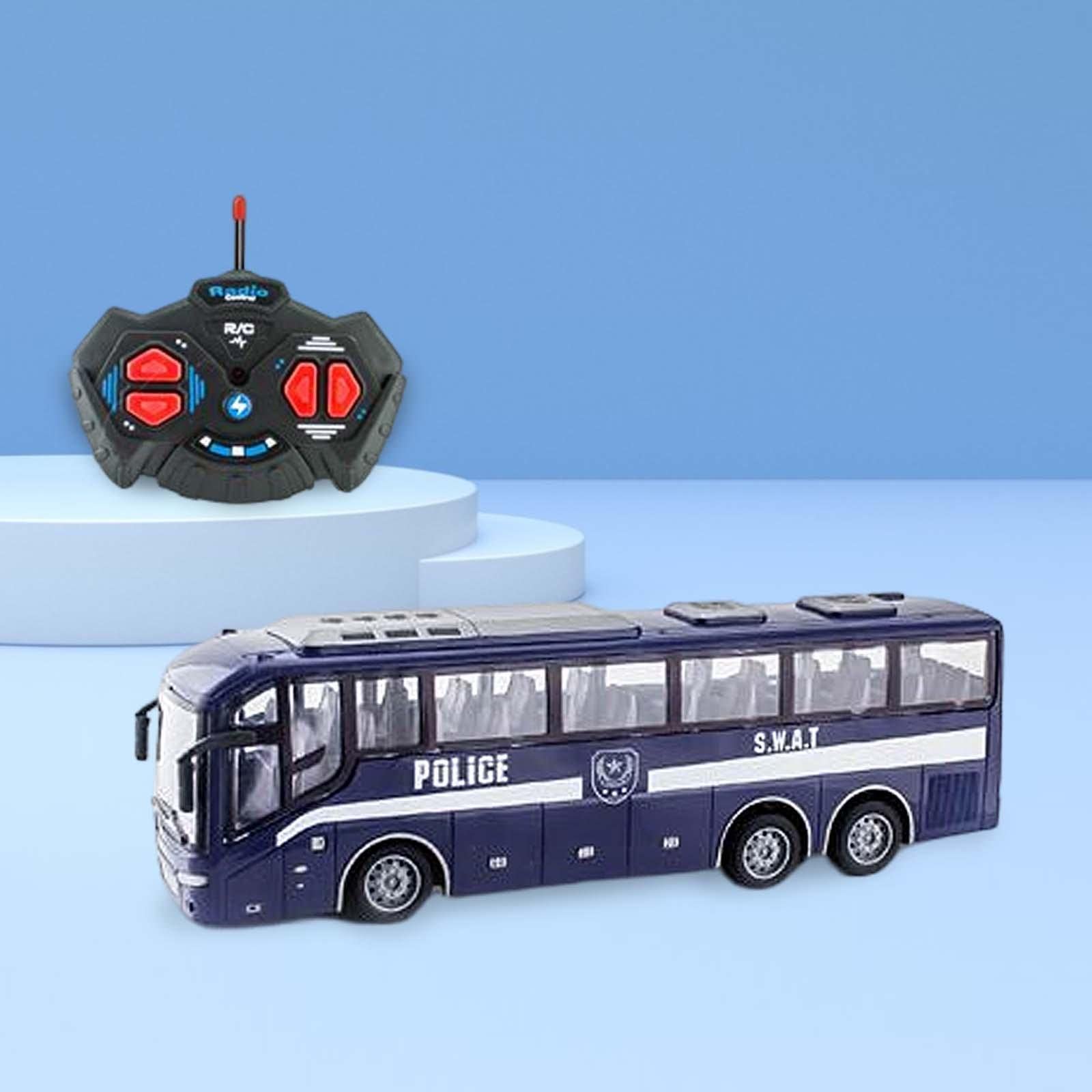 Autobús Escolar Coche de Juguete RC Modelo a Control Remoto con Luces y Ruedas Antideslizantes Trabajo Preciso y Mando Completo Adecuado para Niños, Azul