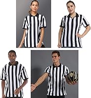 Vista 4 de Shinestone Camisa de árbitro, camisa de disfraz de árbitro para mujeres y hombres, cuello con cremallera para deportes y Navidad