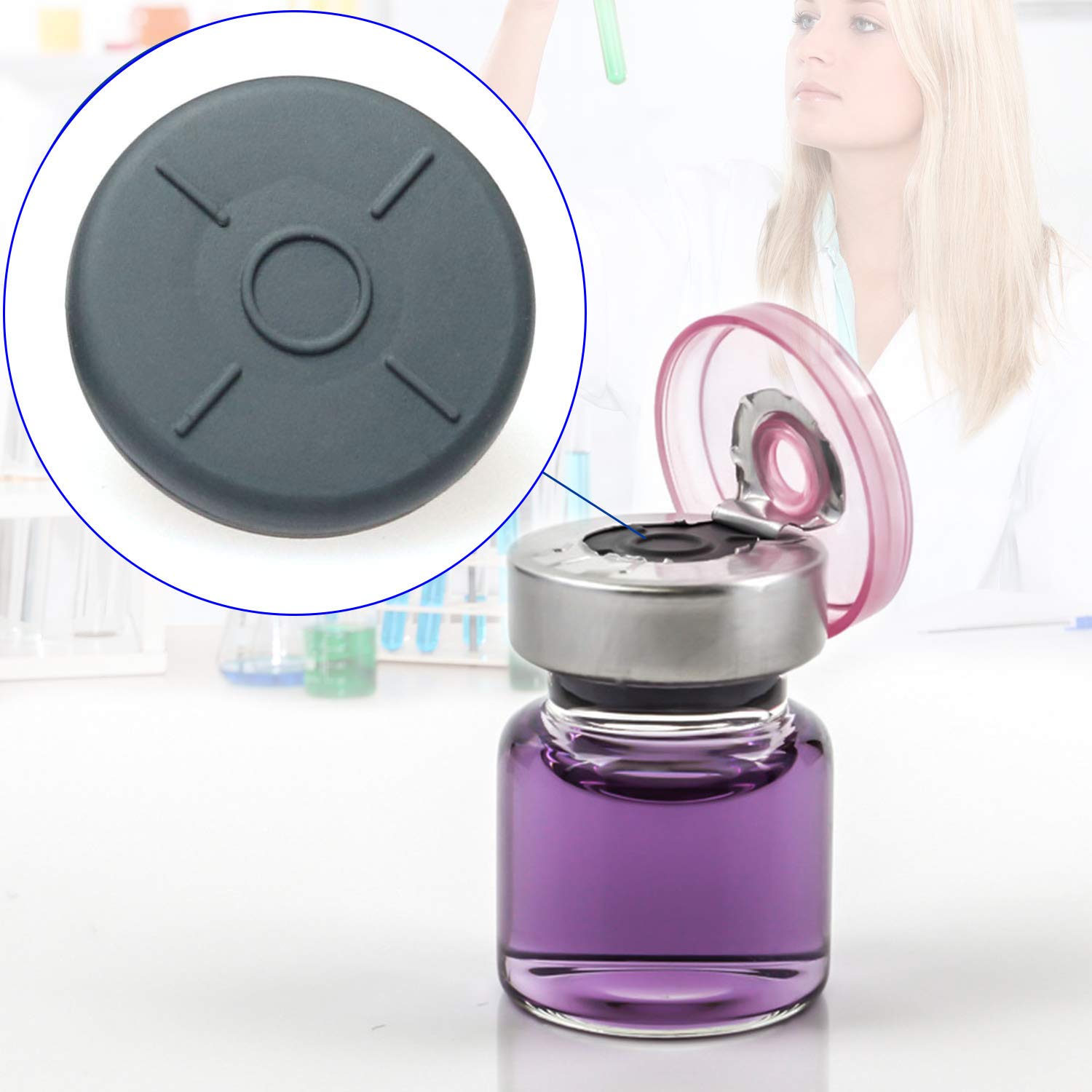 100 Tappi In Gomma Butilica Da 20mm Per Flaconcini Di Vetro – Chiusura Ermetica Per Laboratorio E Colture