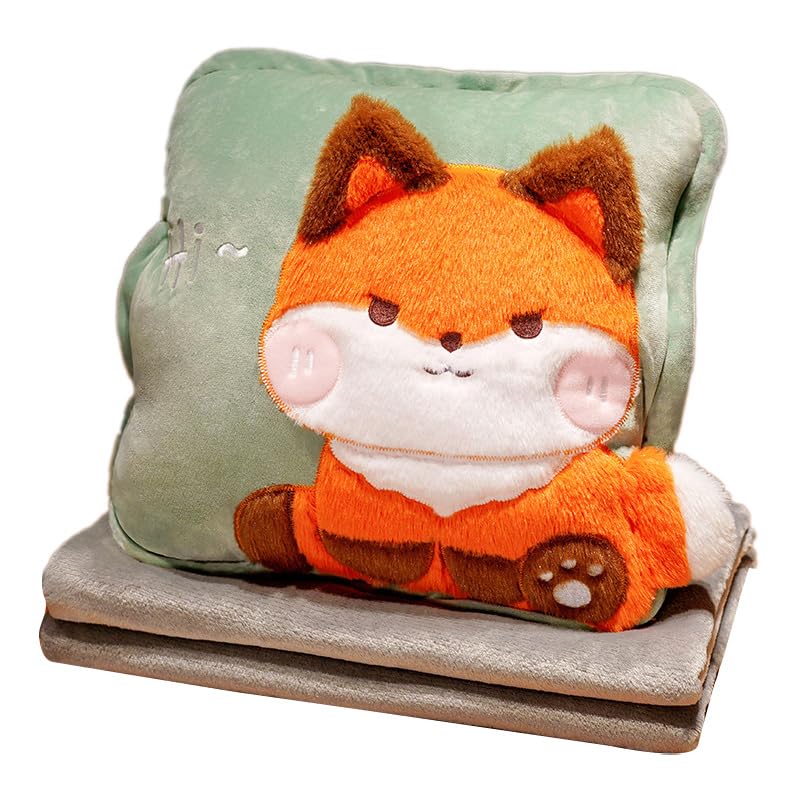 Couverture oreiller peluche voyage renard doudou velours multifonctionnel maison