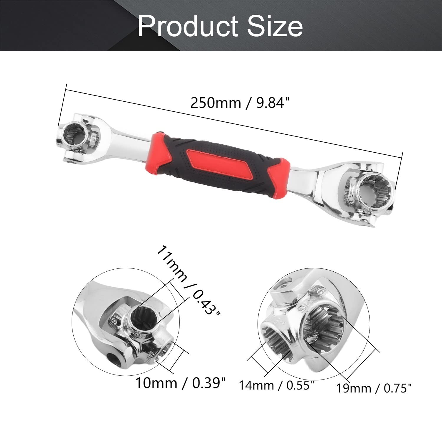 Utoolmart Multifunktionaler Schraubenschlüssel Mit Gummigriff – Verstellbar, 12–19 Mm, Für Haus & Auto