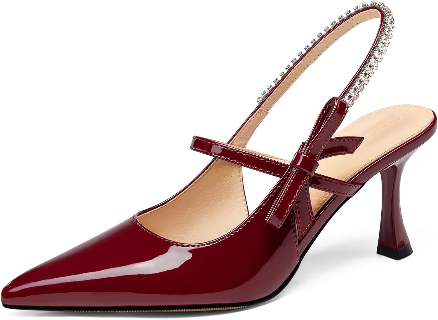 Coutgo Womens Slingback Kitten Heels Mary Jane Sneakers Bow Crystal Shut…