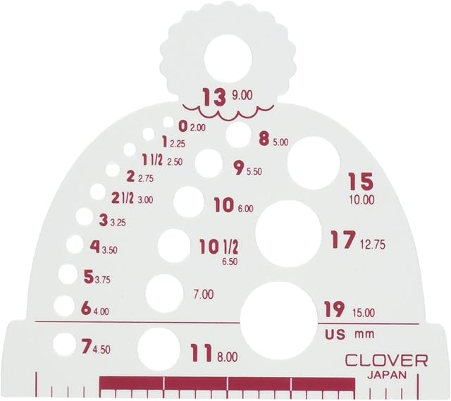 clover Knitting Needle Gauge, Polypropylene, White, 1