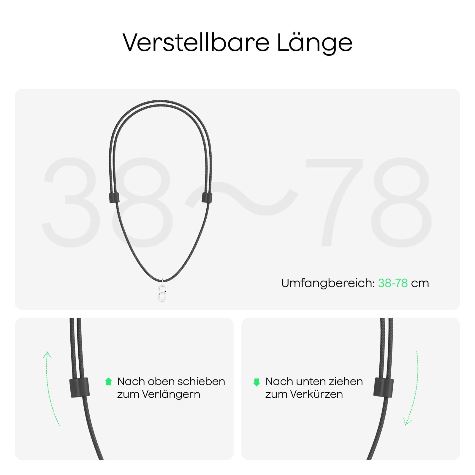 Plaud Nylon-Halsband (verstellbar 20,3-38,1 cm) mit Sicherheits-Haken aus Legierung, Zubehör für NotePin und NotePin S KI-Sprachrekorder, Schwarz