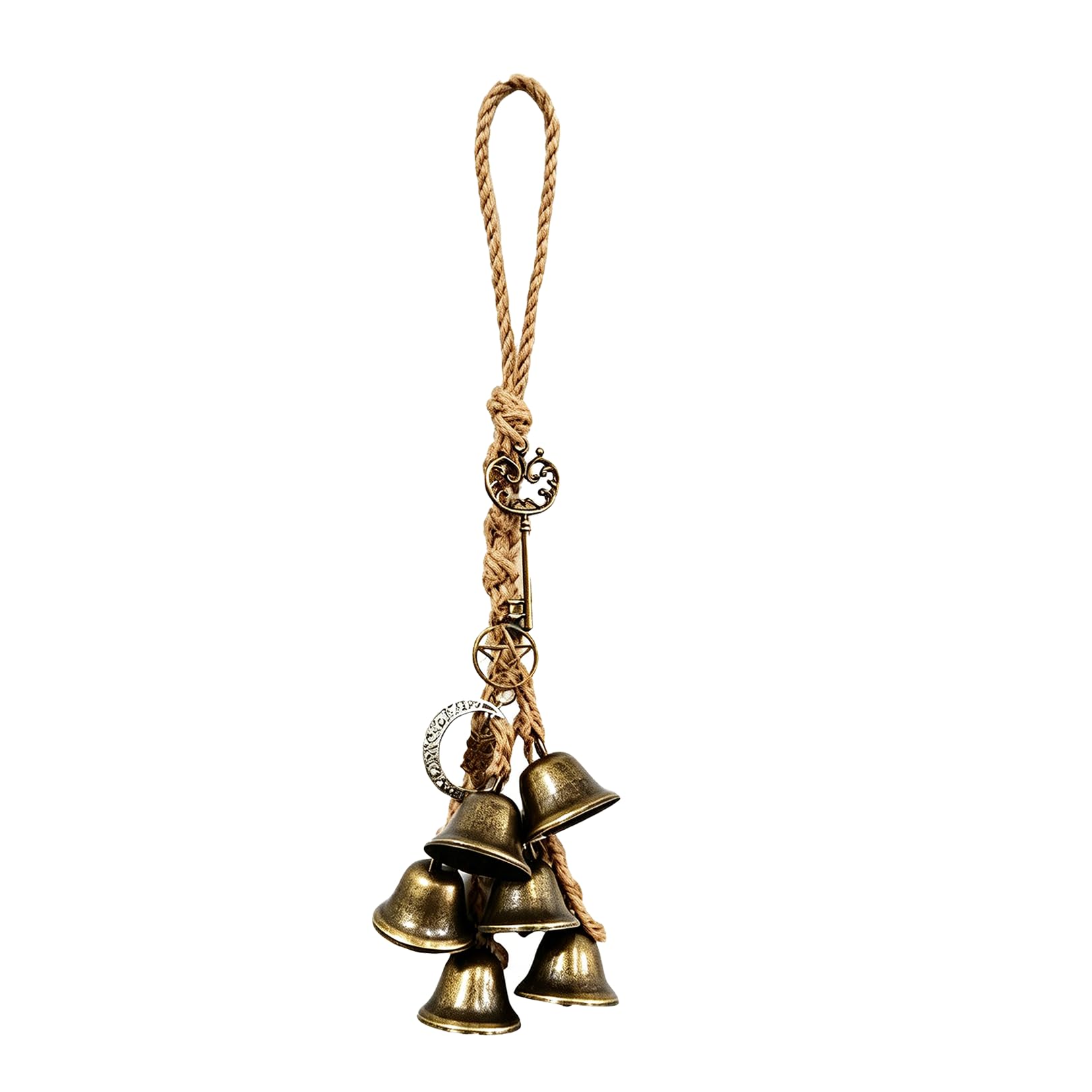 Witch Bells,Wind Chimes Hanging Garden Ornaments,Witchy Decor and Witches Bell for Protection Cottage Brass Chime Suitable for Outdoor Entryway Home Porch Window Decorations Unique Witch Gift(6 bells)