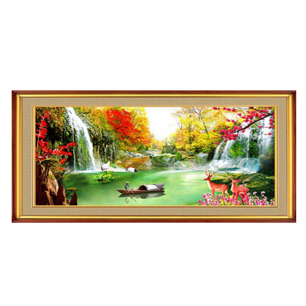 Point de croix paysage arbre rivière kit broderie canevas C0088