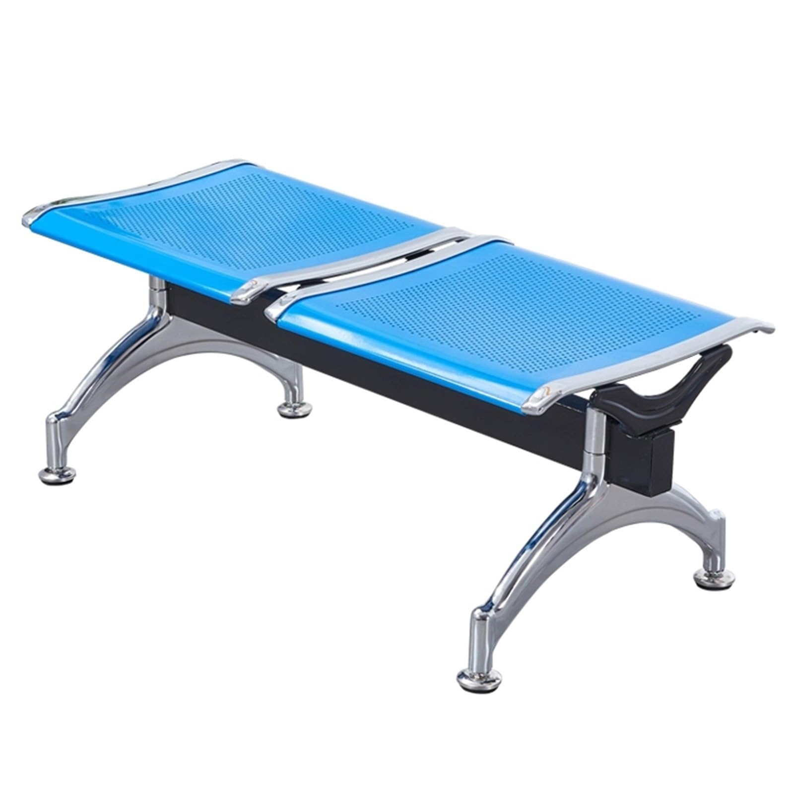 SnamicE 2-Seat Waiting Room Bench Backless Reception Chairs for Office Airport Bank - Modern Silver Waiting Area Furniture,Blue,Blue