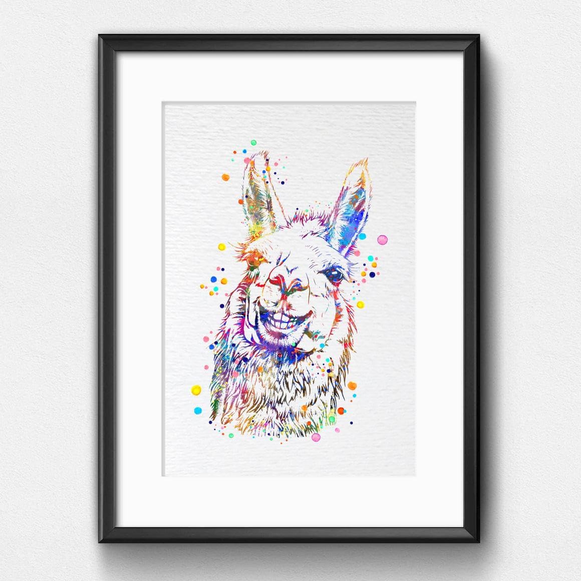 Dignovel Studios 11X14 Unframed Smiling Llama Wildlife Animal South America Watercolor Art Print Poster Wall Hanging Decor DN860