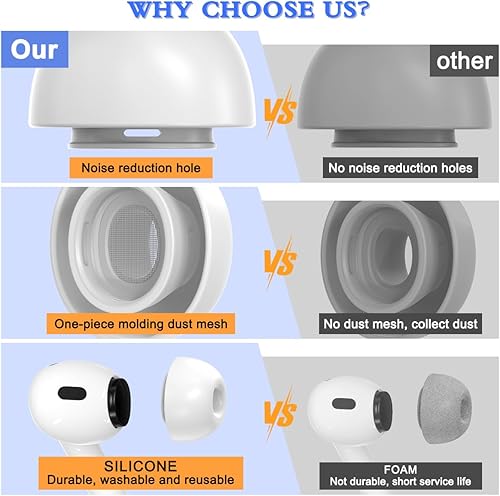 Miniatura 7 de Almohadillas antideslizantes de silicona suave de repuesto para Airpods Pro 2 generación con kit de limpiadorcaja de almacenamiento. Cabe en la