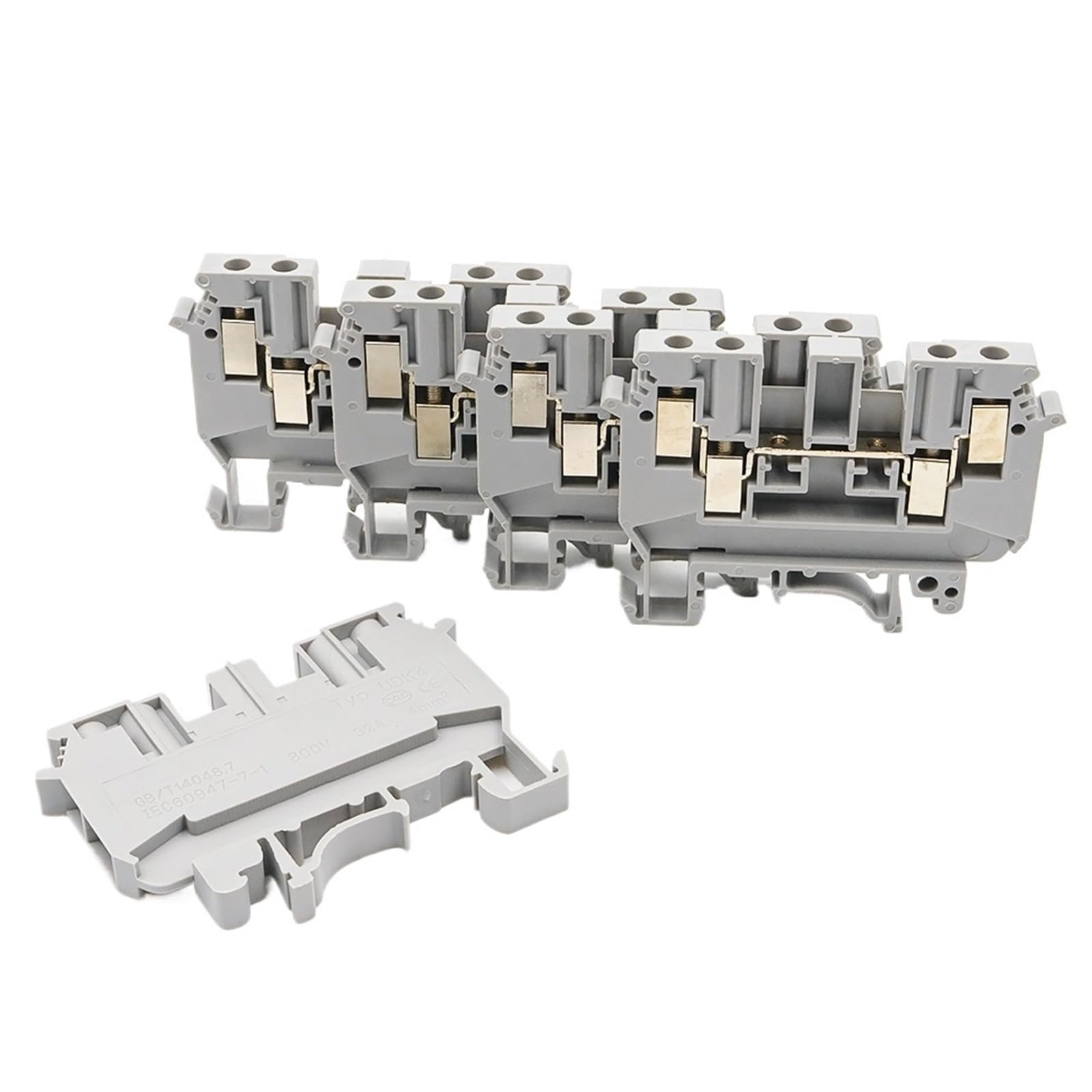 10Pcs UDK 4 Dual Level DIN Rail Terminal Block Screw Connection Compact Electrical Wire Connector