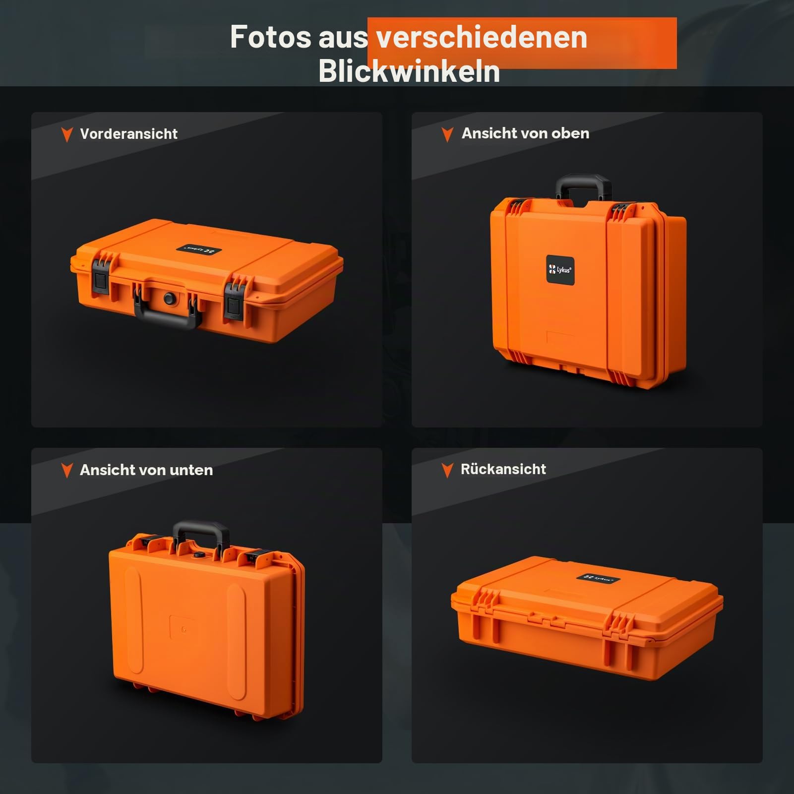 Lykus HC-4410 Wasserdicht Koffer mit Schaumstoff, Innengröße 40x26x10cm | IP67 wasserdicht, steckbarer Schaum, geeignet für Kameras, Objektive, elektronische Geräte und mehr