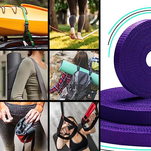 Image of TECEUM 3 /4 inch & 5 /8 inch & 1 inch & 1.5 inch & 2 inch Webbing - 10 25 50 Yards - 40+ Colors - Heavy Duty 1 Inch 1.5 Inch 2 Inch Backpack Straps - Webbing for Outdoors Indoors Crafting DIY