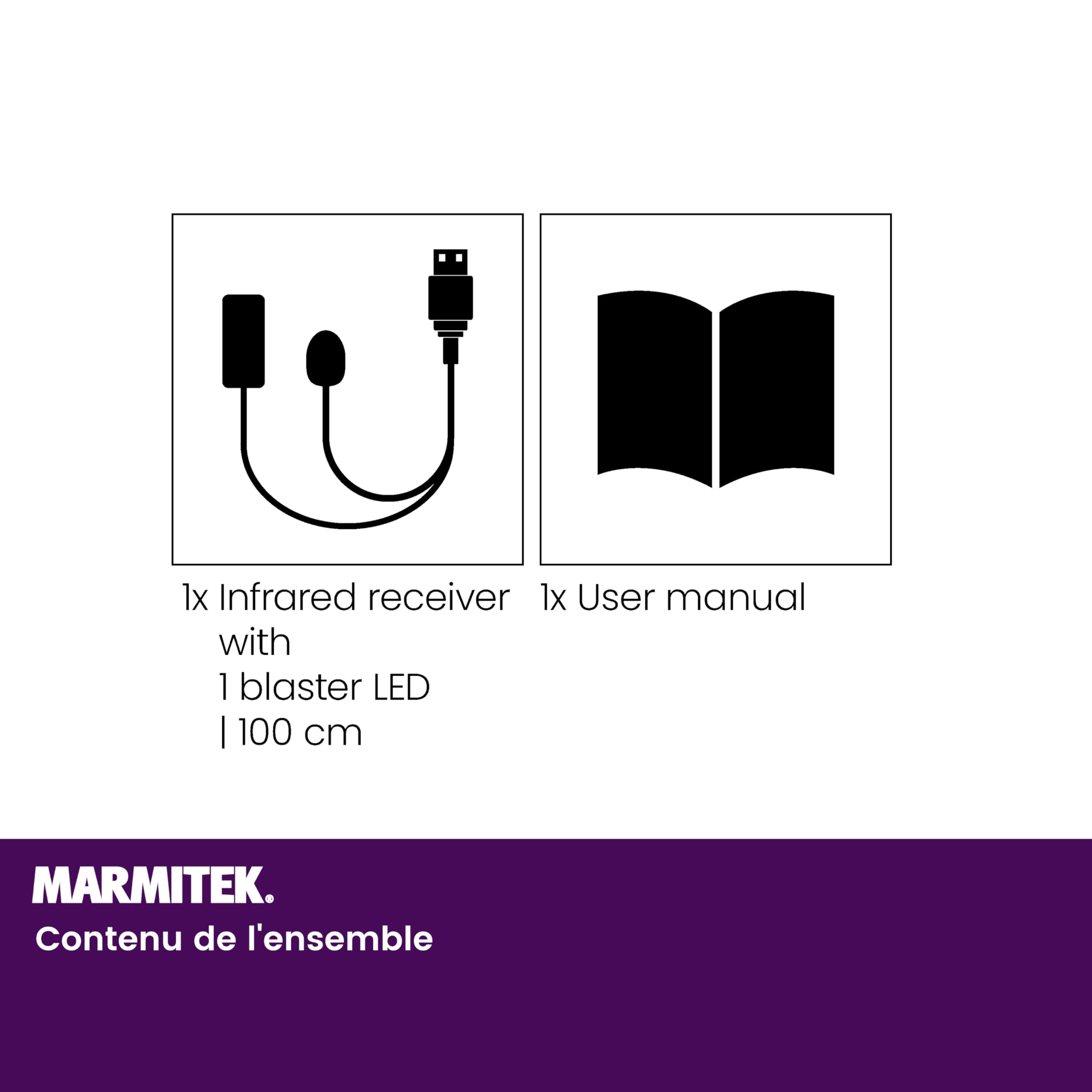 Recepteur Infrarouge USB - Marmitek IR100USB - IR Blaster - Contrôlez les Appareils Derrière Le Téléviseur Avec Votre Propre Télécommande - Alimentation Via La Sortie TV USB