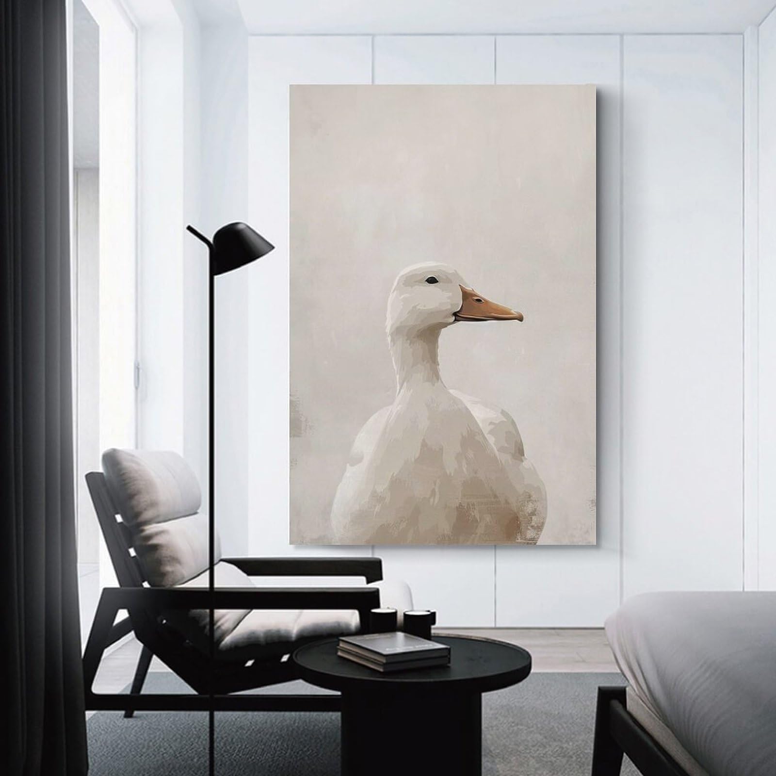 Junmoney Unframe-Style-13 Elegant White Duck Portrait Canvas Wall Decor, 20X30inch(50X75cm), For Wall Displays, Bedrooms Or Room Updates, Wall Decor Suited To Curated Displays