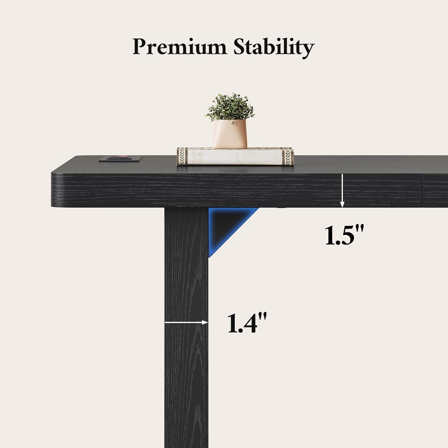 70.9 Inch Executive Desk with Power Outlet, Large Home Office Desk, Modern Aesthetic Computer Writing Table Workstation Business Furniture (Black)