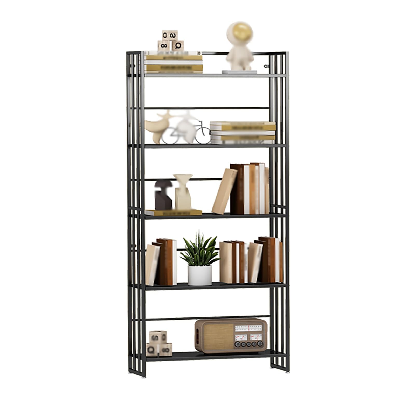Modern Gold Metal Cube 32x10x57in Tall Standing with Shelves for Study in Classroom or Home School Decor
