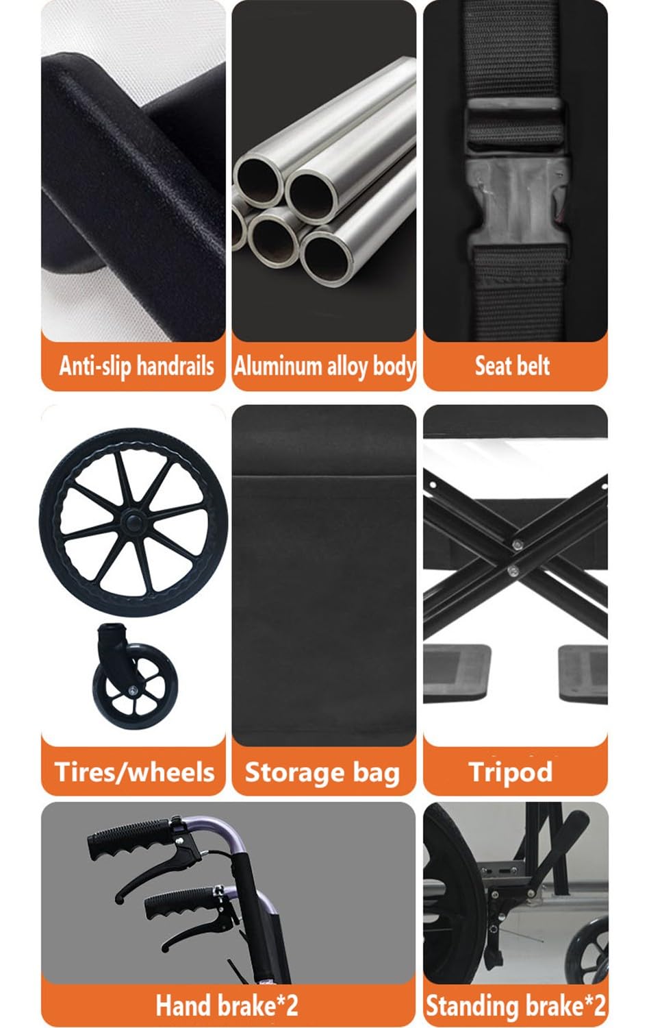 Silla De Ruedas De Transporte Ligera, Plegable, Autopropulsada, Silla De Viaje Portátil Fabricada En Acero Al Carbono, Silla De Ruedas De Transporte con Cinturón De Seguridad Y Reposapiés