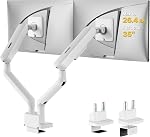 monTEK Dual Monitor Arm, Mechanical Spring Monitor Arm for 17-35" Screens, Adjustable Monitor Desk Mount Each Holds up to 26.4 lbs with C Clamp/Grommet Desk Mount, VESA 75/100mm, MA1011WH-D