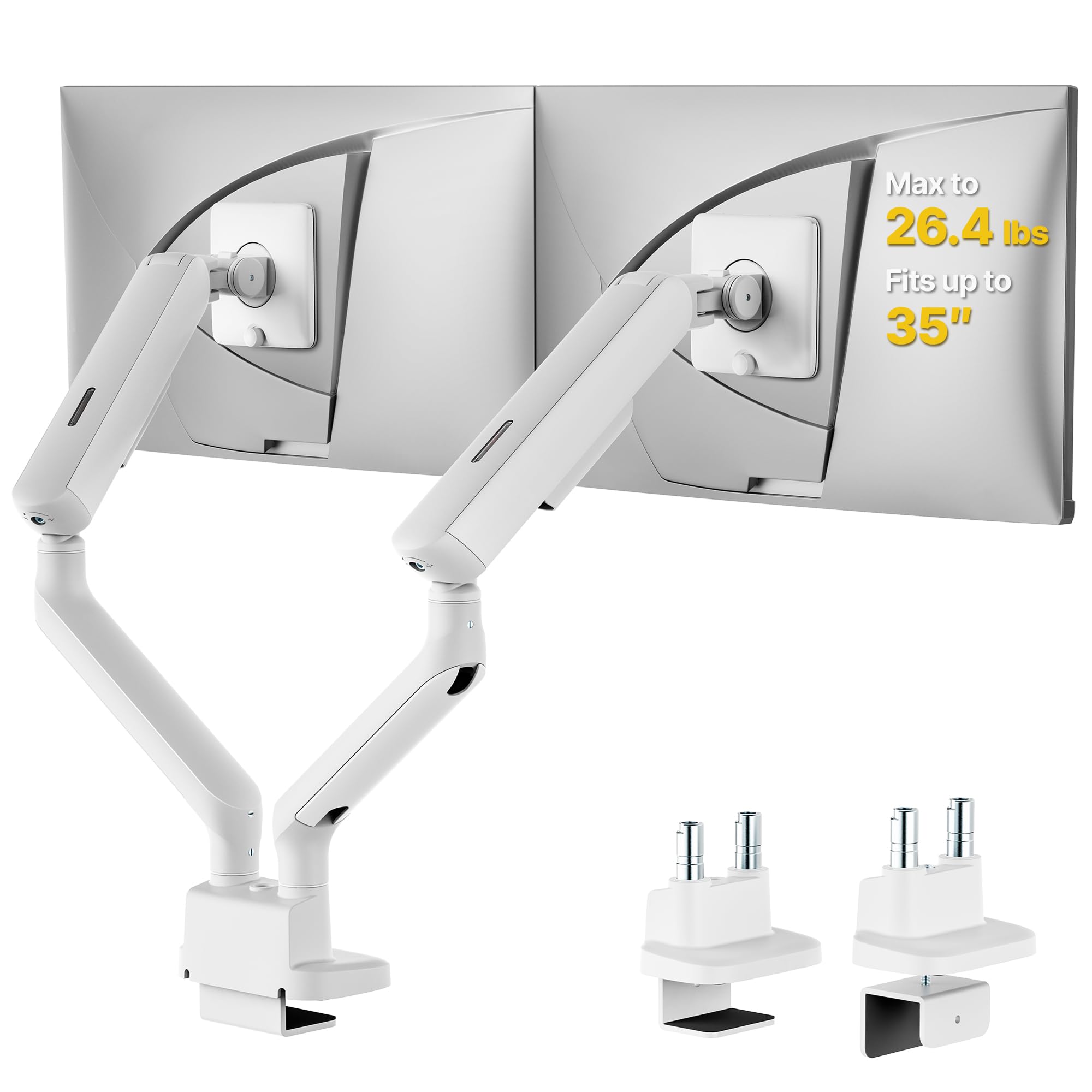 monTEK monTEK Mechanical Spring Dual Monitor Arm for 27 32 34 inch Screens White