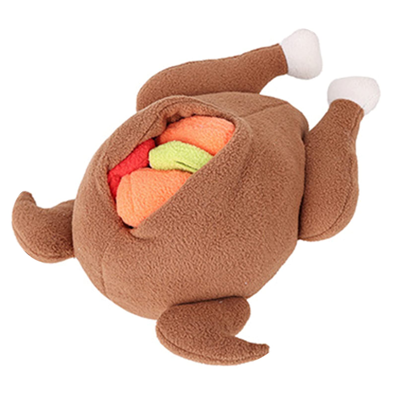 Ouxuefen Dog Interactive Puppy Plush Chew Toy Snuffle Roasted Turkey Hide &