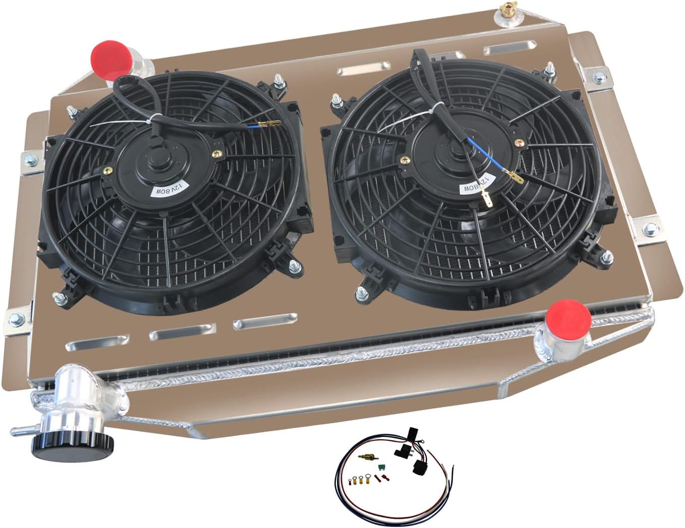 3 Row Core Aluminum Radiator Shroud Fan Relay Kits Compatible For Chevy Corvette 4.6L V8 MT 1955-1960 1956 1957 1958 1959