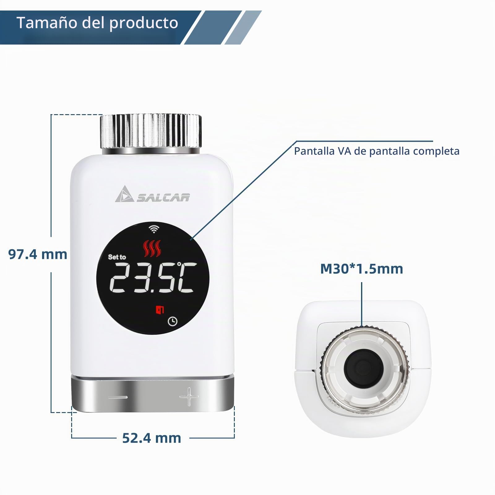 SALCAR Pack de 3 Cabezal Termostático TRV801W WiFi Termostato Calefaccion Compatible con Amazon Alexa & Google Assistant Programable Tuya Termostato para Radiador sin Puerta de Enlace Adicional