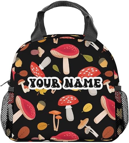 Miniatura 8 de Lonchera con diseño de hongos para mujer, pequeñas bolsas de almuerzo aisladas, bonita lonchera reutilizable para hombres, bolsas de almuerzo