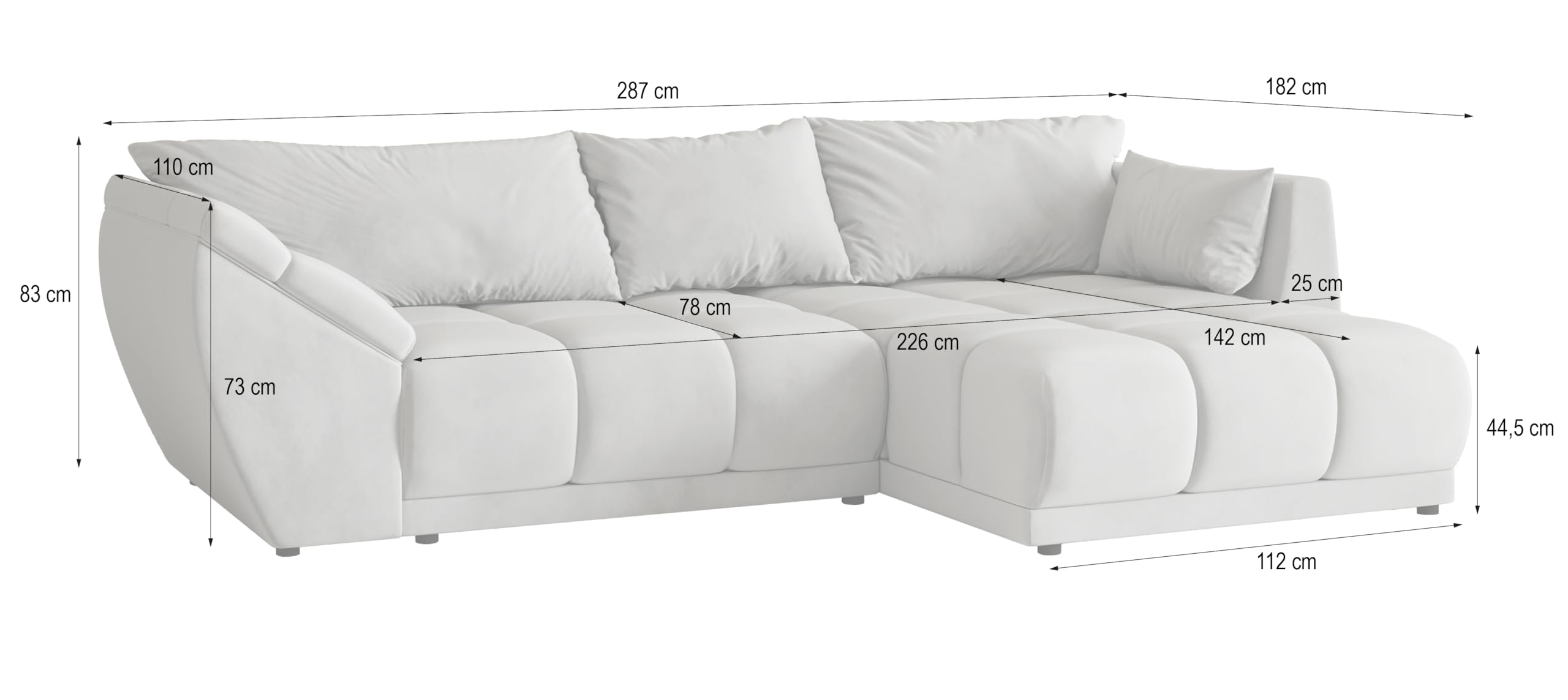 Masseno Ecksofa ORENTI MV L-S mit Schlaffunktion L-Form, Sofa mit Bettkasten, Wohnzimmersofa, Couch, Soffa, Bettsofa, Couchgarnitur- Schwarz, MATT Velvet 99